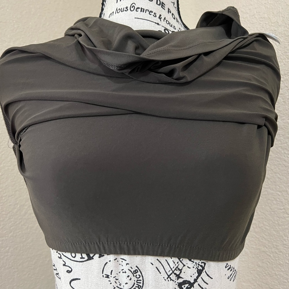 Michael Kors One Shoulder Camo Green Top - Picture 4 of 5